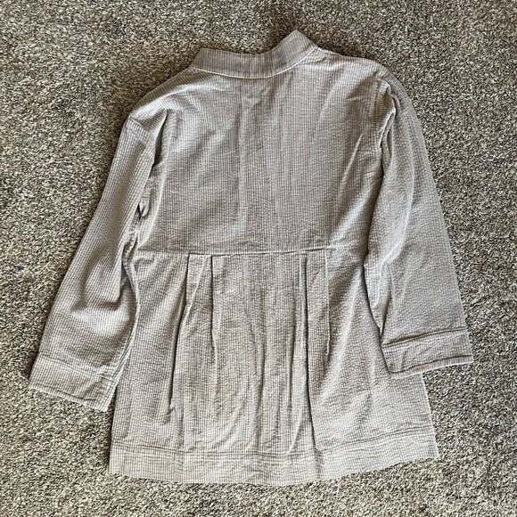 J Jill Corduroy Cardigan Jacket Womens Size M Gray Peplum Collared Button Front - Picture 3 of 11